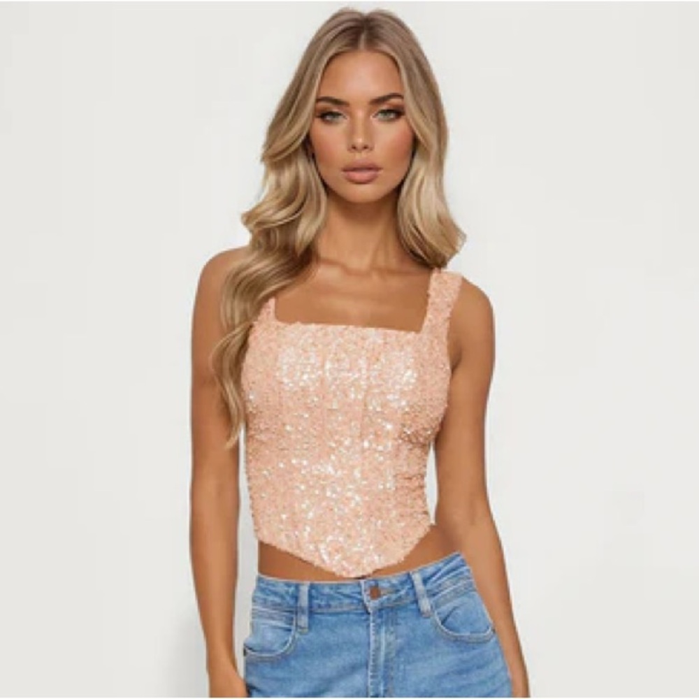 NWT Fashion Nova Sequin Corset Top